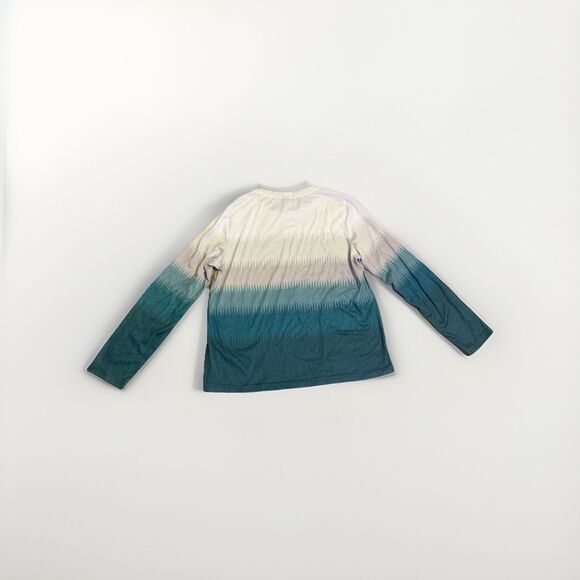 Boho Ombre Long Sleeve Shirt with M Button Accent Minimalist Shoulders Medium - Picture 5 of 8